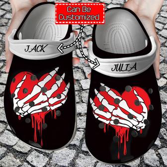 Personalized Valentine Skeleton Hands Skeleton Boob Hands Clog Shoes For Men And Women - Monsterry
