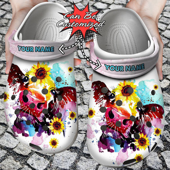 Personalized Watercolor Cow Sunflower Clog Shoes Custom - Monsterry