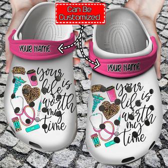 Personalized Your Life Is Worth My Time Nurse Leopard Clog Shoes Nurse - Monsterry CA