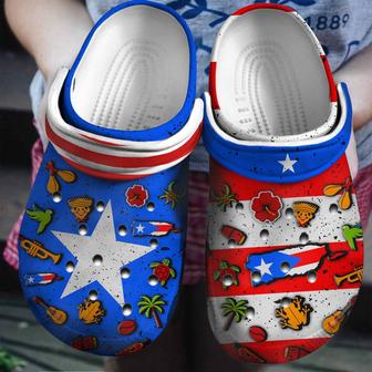 Puerto Rican Flag Symbol Gift For Fan Classic Water Rubber Clog Shoes Comfy Footwear - Monsterry UK