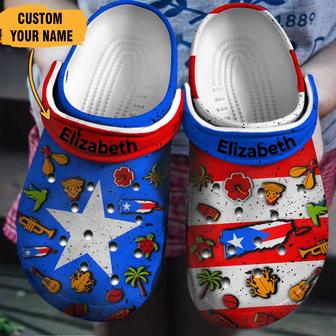 Puerto Rican Flag Symbols Gift For Fan Classic Water Rubber Clog Shoes Comfy Footwear - Monsterry AU