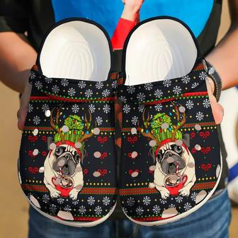 Pug Christmas Coffee 102 Gift For Lover Rubber Clog Shoes Comfy Footwear - Monsterry
