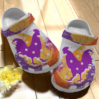 Purple And Yellow Chicken Clog Shoes For Mother Day - Colorful Shoes Clogbland Clog Gifts For Mom Daughter - Monsterry