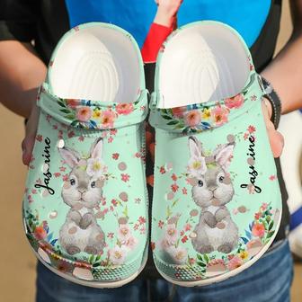 Rabbit Personalized Lovely Flower Hawai 102 Gift For Lover Rubber Clog Shoes Comfy Footwear - Monsterry UK