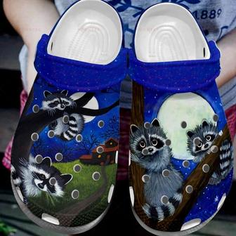 Raccoon Play With The Moon Gift For Lover Rubber Clog Shoes Comfy Footwear - Monsterry CA