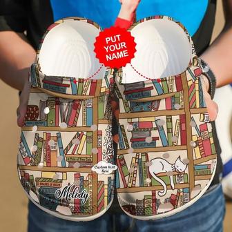 Reading Personalized Cat And Books Clog Shoes Reading - Monsterry DE