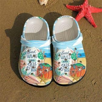 Sand Waves And Fall Days Beach Personalized 3 Gift For Lover Rubber Clog Shoes Comfy Footwear - Monsterry