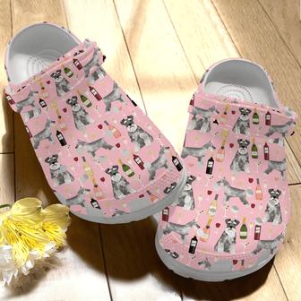 Schnauzer And Wine Animal Drunk Gift For Lover Rubber Clog Shoes Comfy Footwear - Monsterry DE