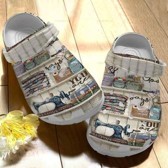 Sewing Lovers Floral Bible Verse Gift For Lover Rubber Clog Shoes Comfy Footwear - Monsterry UK