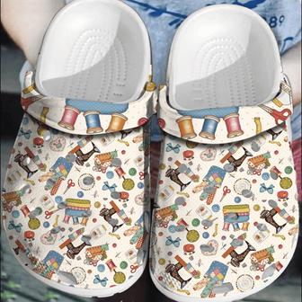 Sewing Quilting Icon Gift For Lover Rubber Clog Shoes Comfy Footwear - Monsterry CA