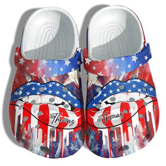 Sexy Lips 4Th Of July Customized Name Shoes Gift Women - Personalized Twinkle Lady America Flag Shoes Birthday Gift - Monsterry DE