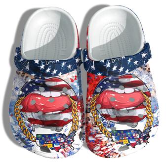Sexy Lips Tongue Chains States Signs 4Th Of July Shoes Gift Women - Usa All States Logo America Flag Shoes Birthday Gift - Monsterry CA