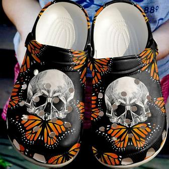 Skull And Monarch 102 Gift For Lover Rubber Clog Shoes Comfy Footwear - Monsterry AU