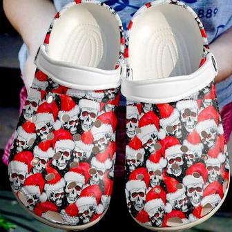 Skull Christmas Face 102 Custom Name Gift For Lover Rubber Clog Shoes Comfy Footwear - Monsterry