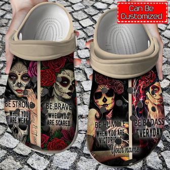 Skull Personalized Be Strong Clog Shoes Skull - Monsterry