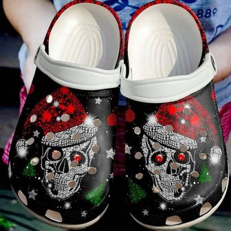 Skull Shiny Christmas Bling Bling 102 Gift For Lover Rubber Clog Shoes Comfy Footwear - Monsterry UK