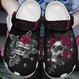 Skull True Lover Never Dies Rubber Clog Shoes Comfy Footwear - Monsterry UK