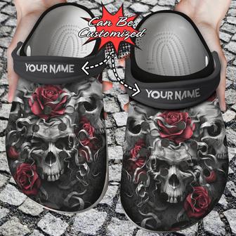 Skulls And Roses Clog Shoes Skull - Monsterry