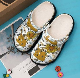 Sloth Camper Sunflower Personalized Gift For Lover Rubber Clog Shoes Comfy Footwear - Monsterry