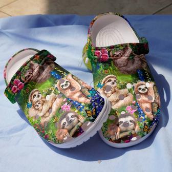 Sloth Tribe Sloth With Nature Gift For Lover Rubber Clog Shoes Comfy Footwear - Monsterry AU