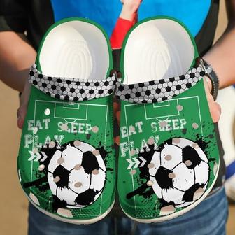 Soccer Eat Sleep Play 102 Gift For Lover Rubber Clog Shoes Comfy Footwear - Monsterry