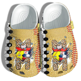 Soccor Mom Twinkle Clog Shoes Leopar Style - Football Mom Leopard Shoes Gift Birthday Mother - Monsterry