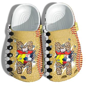 Soccor Mom Twinkle Croc Shoes Leopar Style - Football Mom Leopard Shoes Gift Birthday Mother - Monsterry DE