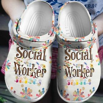 Social Worker Floral 102 Gift For Lover Rubber Clog Shoes Comfy Footwear - Monsterry CA