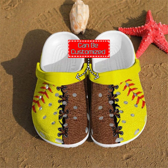 Softball Yellow Leatherette Clog Style Clog For Men And Women - Monsterry