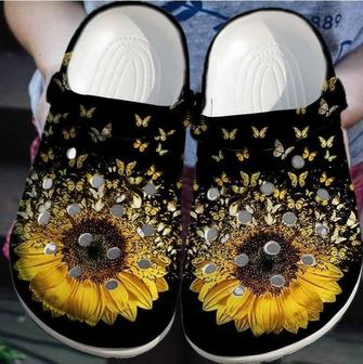 Storm Butterfly With Sunflower Rubber Clog Shoes Comfy Footwear - Monsterry DE