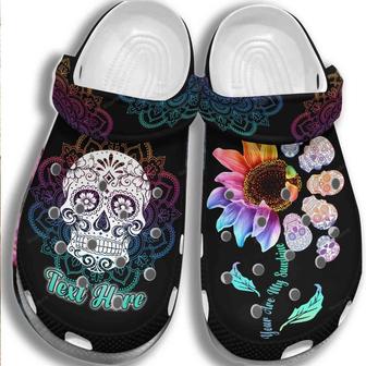 Sugar Skull Zero Given Sunflower Hippie Personalized Shoes - Mexican Skull Flower Tatoo Shoes Crocbland Clog Gifts For Men Women - Monsterry UK