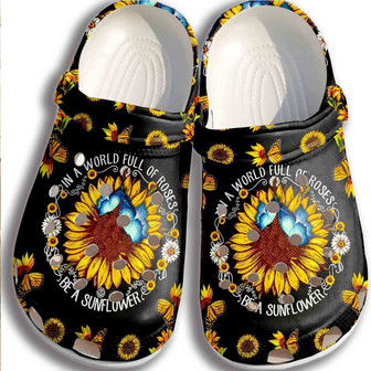 Sunflower Butterfly Hippie Clog Shoes Women - Be A Sunflower Shoes Clogbland Clog Gifts For Mother Day - Monsterry