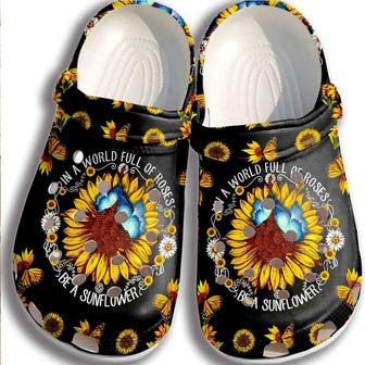 Sunflower Butterfly Hippie Croc Shoes Women - Be A Sunflower Shoes Crocbland Clog Gifts For Mother Day - Monsterry