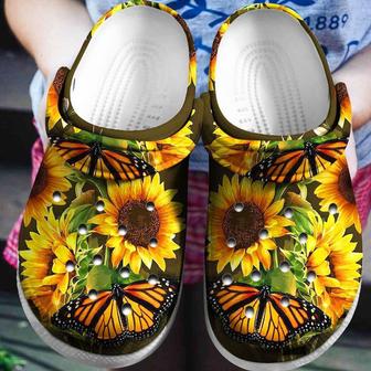 Sunflower Cute Custom Shoes Gifts For Mothers Day Grandma - Sunflower Butterfly Beach Shoes Gift Daughter - Monsterry