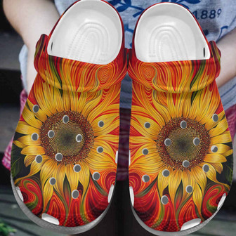 Sunflower Hippie Clog Shoes - Sunflower Hippie Circle Shoes Clogbland Clog Gifts For Mother Day Grandma - Monsterry