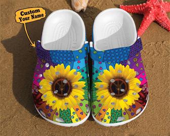 Sunflower Hippie Pattern Girl Classic Style Birthday Clog Shoes Hippie - Monsterry