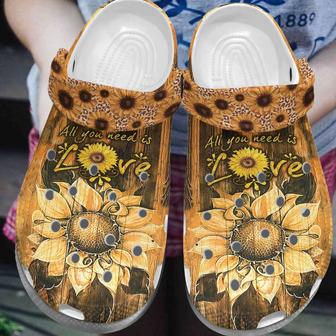 Sunflower Love Is All You Need Rubber Clog Shoes Comfy Footwear - Monsterry UK