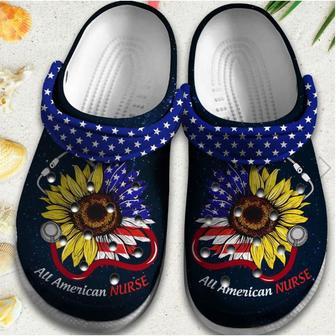 Sunflower Nurse Usa Flag Shoes 4Th Of July - All American Nurse Outdoor Shoe Birthday Gift For Men Women Nurse - Monsterry DE