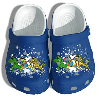 T-Rex Dinosaurs Autism Kids Awareness Puzzle Cute Gift For Lover Rubber Clog Shoes Comfy Footwear - Monsterry CA