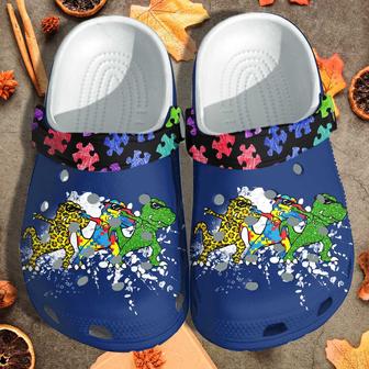 T-Rex Dinosaurs Autism Kids Shoes - Autism Awareness Puzzle Cute Beach Shoes Gifts For Boys Son - Monsterry DE