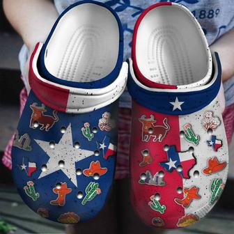 Texas Flag Symbol Gift For Fan Classic Water Rubber Clog Shoes Comfy Footwear - Monsterry CA