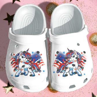 Unicorn America Flag Shoes 4Th Of July Day Gifts - Cute Unicorn Croc Shoes For Boys Girls - Monsterry AU