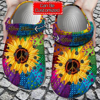 Unique Hippie Sunflower Clog Shoes Colorful - Monsterry AU