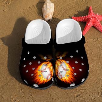 Unique Softball Fire Rubber Clog Shoes Comfy Footwear - Monsterry AU