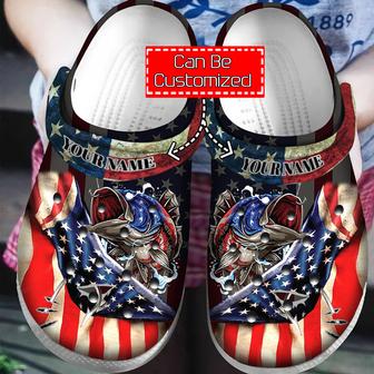 Veterans - Fishing America Flag Veteran Gift Clog Shoes For Men And Women - Monsterry DE