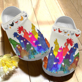 Water Color Rooster Clog Shoes For Birthday Day Girl - Colorful Chicken Shoes Clogbland Clog Gifts For Daughter Niece - Monsterry