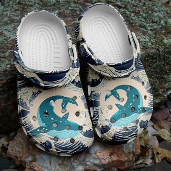 Waves Whale Graphic In The Ocean Gift For Lover Rubber Clog Shoes Comfy Footwear - Monsterry CA