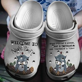 Welcome To Night Shift Nurses Personalized Gift For Lover Rubber Clog Shoes Comfy Footwear - Monsterry UK