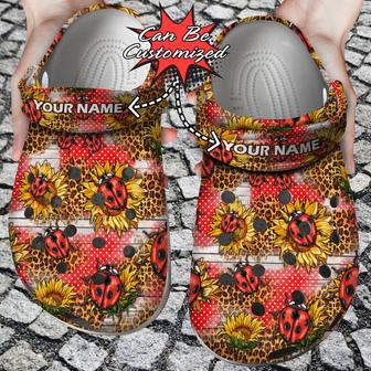 Western Ladybug Sunflowers Seamless Pattern Clog Shoes Custom - Monsterry DE