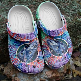 Whale Watercolor Sea Story Summer Gift For Lover Rubber Clog Shoes Comfy Footwear - Monsterry CA